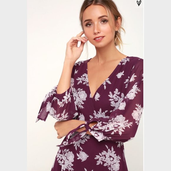 Unbelievable Beauty Purple Floral Dress - Picture 4 of 9